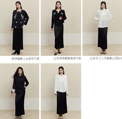 HECO acetate drape feeling thin long skirt women - great.