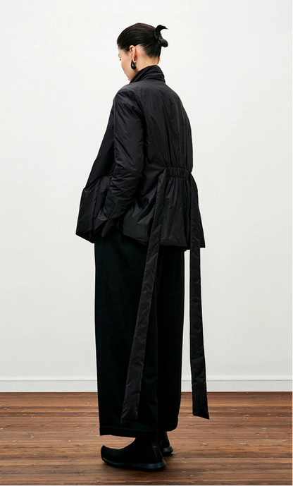 ZHUCHONGYUN placket black loose straight down jacket--ILLUMI.