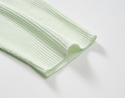 COMME MOI summer women's middle sleeve cut-out knit top - PHILIP.