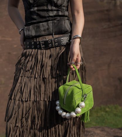 IUBALLET  suede small square fringe handbag - ENVY.