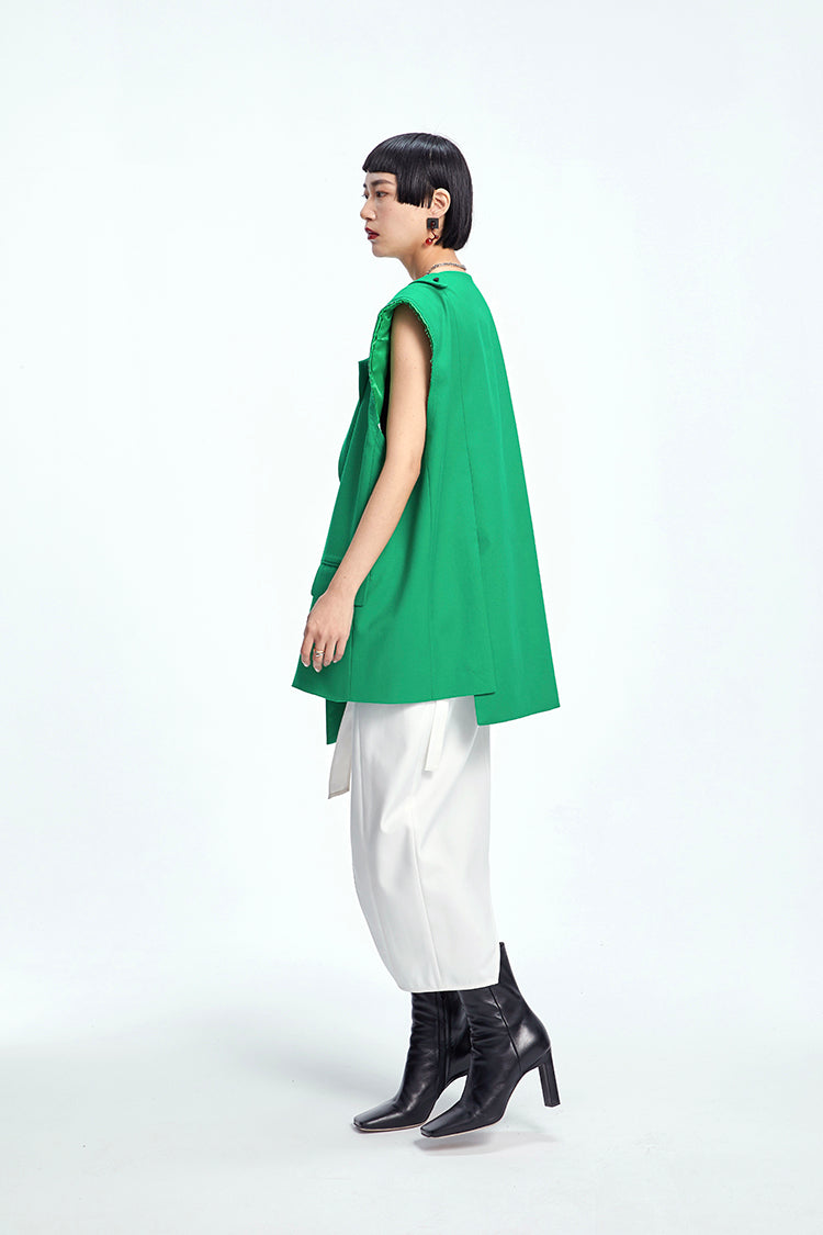 TINY IN misaligned collar silhouette midi vest women's suit -DODO