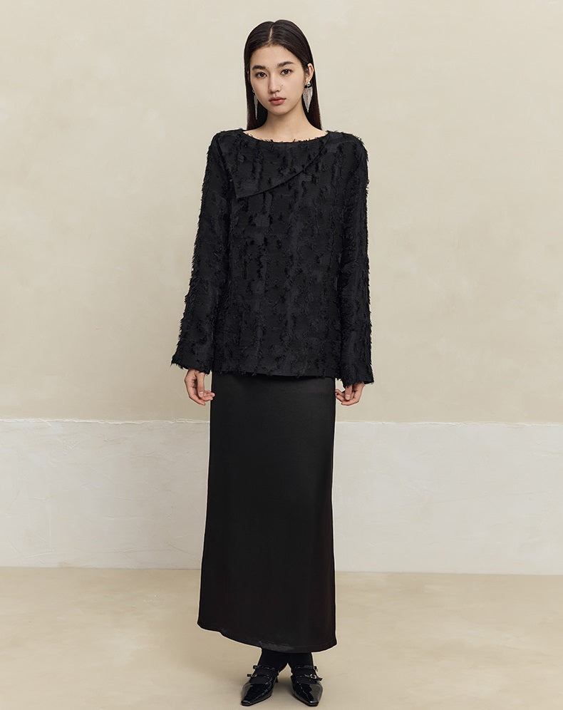 HECO High-waisted purple black white back slit skirt Hip Girl - spirit.