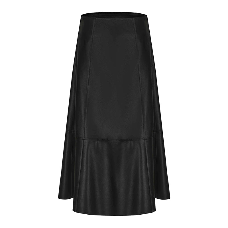 ATELIER MISS LU  multi-piece patchwork sheepskin umbrella skirt - BLUEBELL.