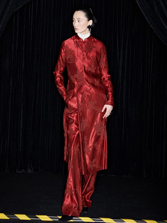 M essential Mackay designer red jacquard shirt - newwa.