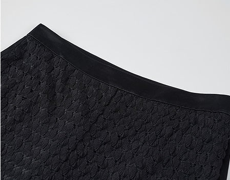 COMME MOI summer black cut-out satin panel flared pants - MADELYN.