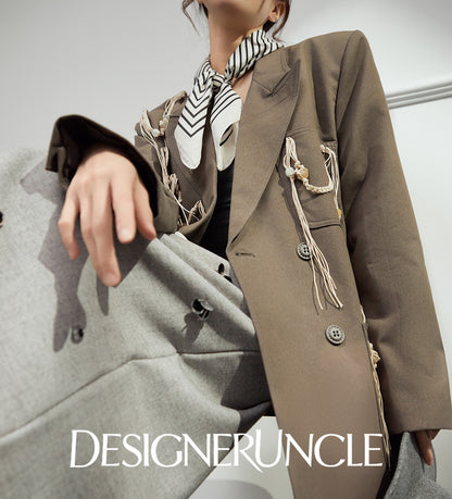 DGU "Sugu" khaki short jacket new commuter versatile small fragrant blazer - Felix.