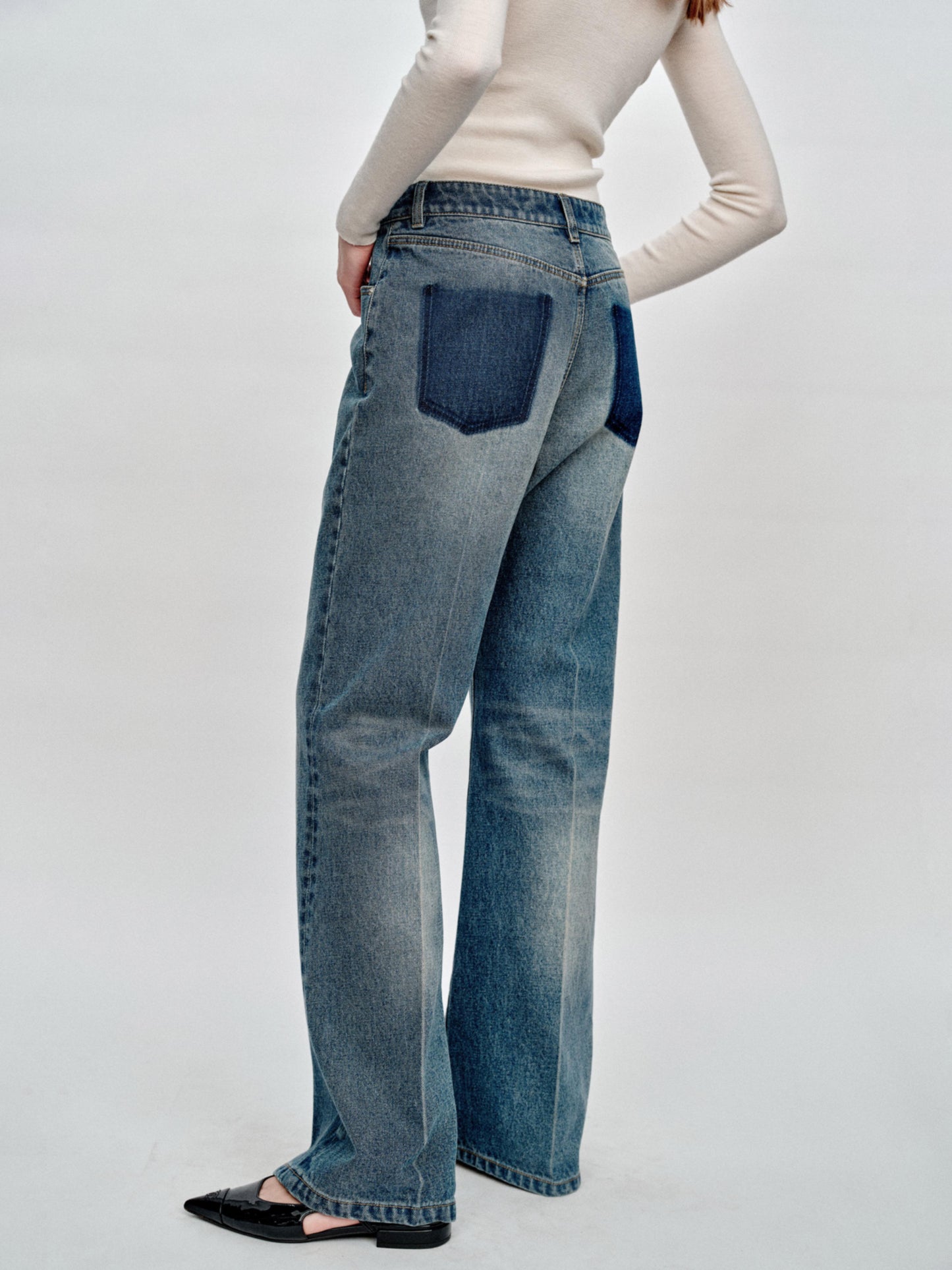 SERRER Classic vintage washed straight bootcut jeans - EMI.