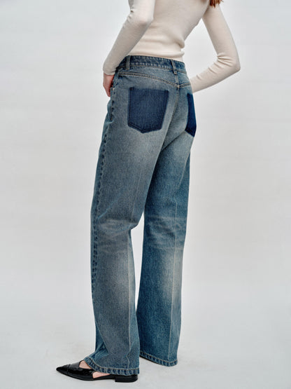 SERRER Classic vintage washed straight bootcut jeans - EMI.