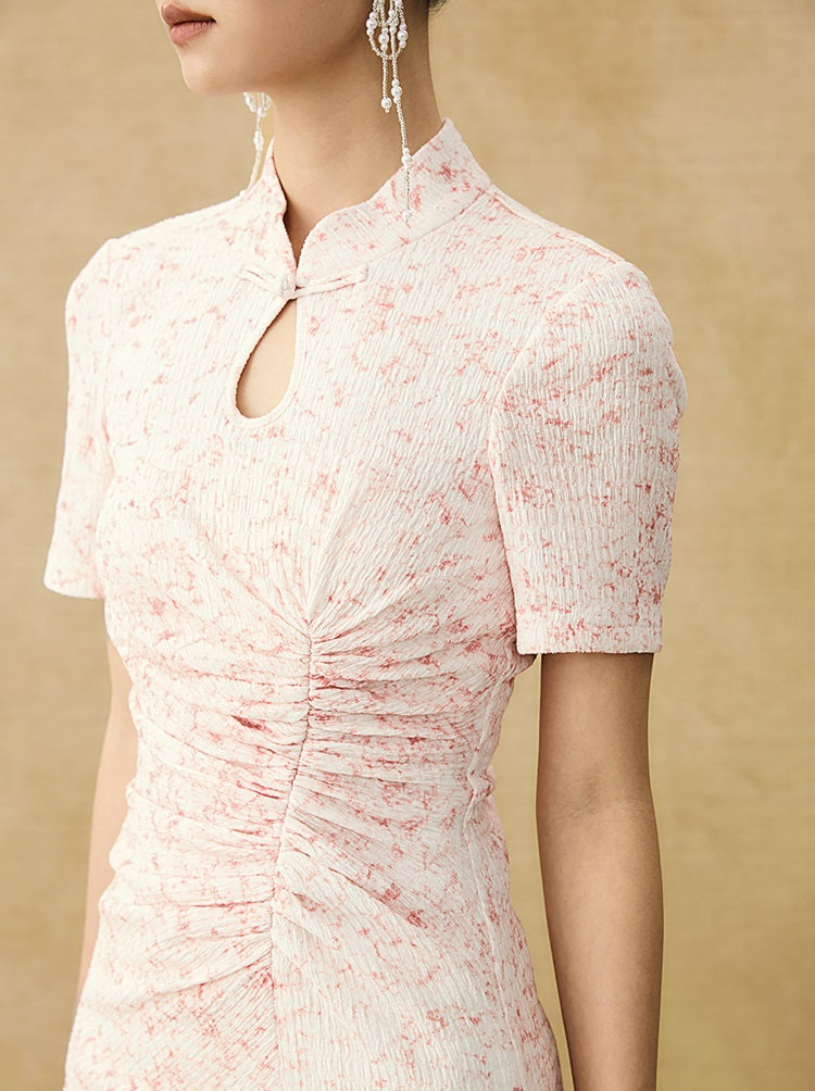 HECO Chinese style women's summer shirred waist temperament buckle long skirt - QUEEN.