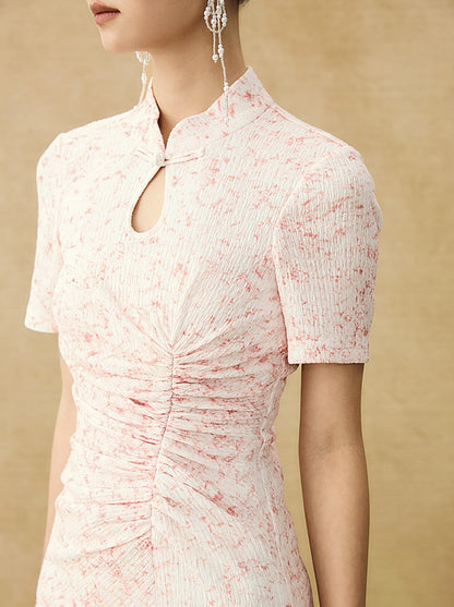 HECO Chinese style women's summer shirred waist temperament buckle long skirt - QUEEN.