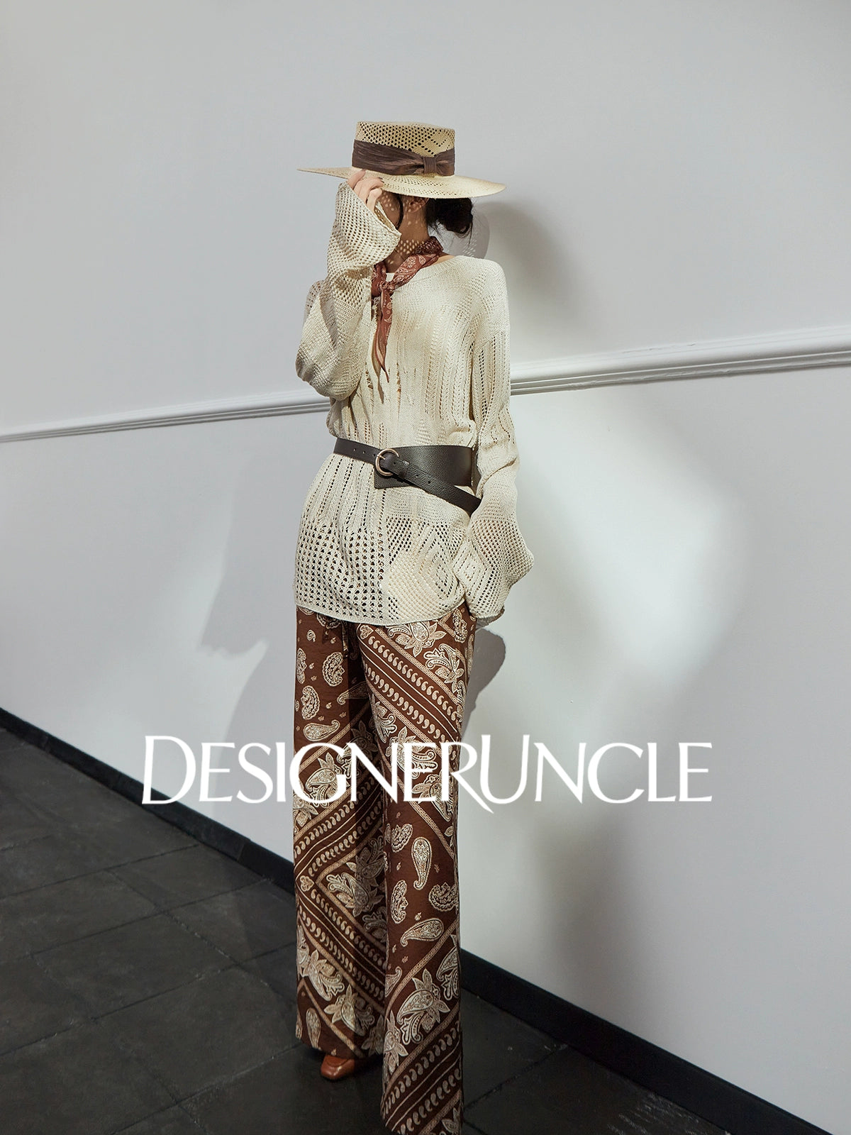 DGU| Khaki Knitted Sweater Hollow Design Niche Loose Top - Felicia.