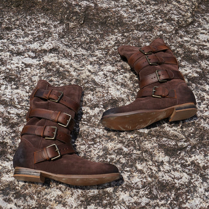 B-FEI Retro Aesthetic Denim Cargo Rider Boots-CHIBU.