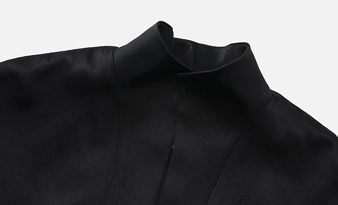 ZHUCHONGYUN minimalist placket short flared sleeve mandarin top-CHUNG.