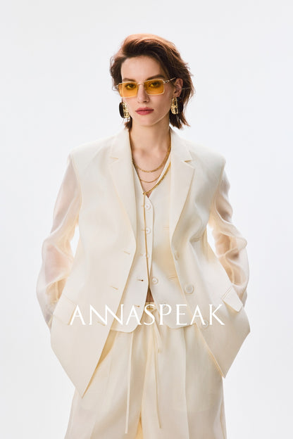 ANNASPEAK  mulberry silk cool silk haute couture upright suit vest set-ANCHOR.