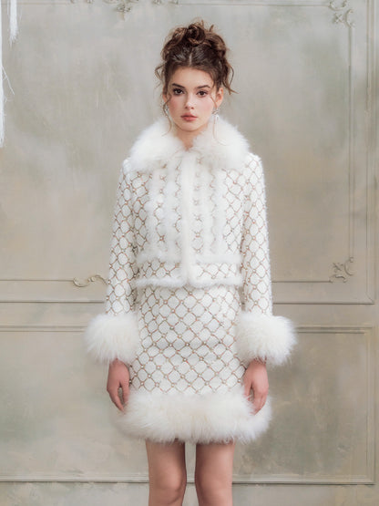 Wardrobes By Chen Elegant Embroidered Sequin/Bead Jacket/Short Skirt-Jay