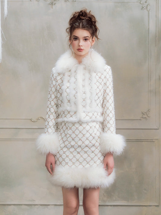 Wardrobes By Chen Elegant Embroidered Sequin/Bead Jacket/Short Skirt-Jay