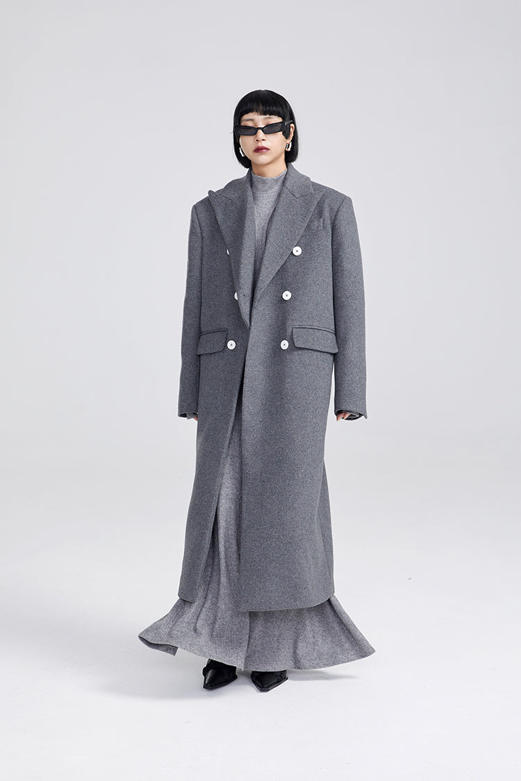 TINY IN Maxi double-breasted women's wool coat jacket - INO