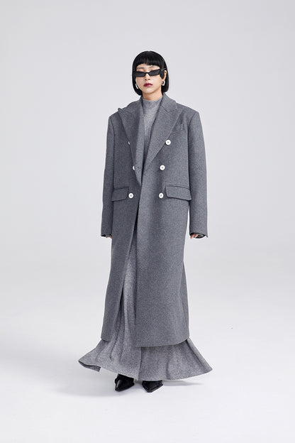 TINY IN Maxi double-breasted women's wool coat jacket - INO