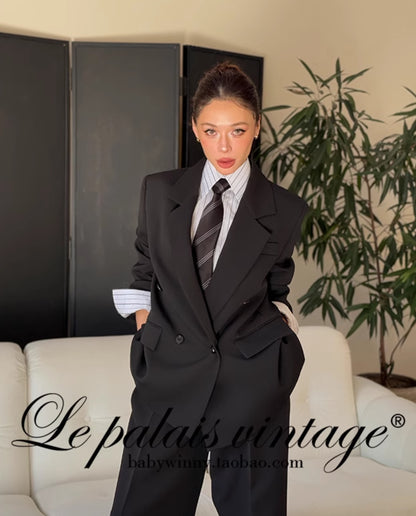 Le Palais Vintage  slim wide-leg high-waisted trousers-EMA