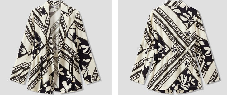 COMME MOI printed tassel black and white print waist suit  - AURORA.