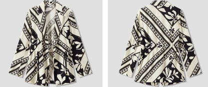 COMME MOI printed tassel black and white print waist suit  - AURORA.