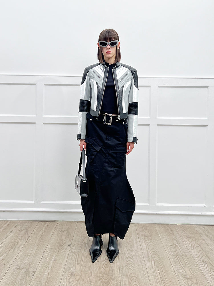 ANNAKIKI  geometric split workwear style skirt - JIHYO.