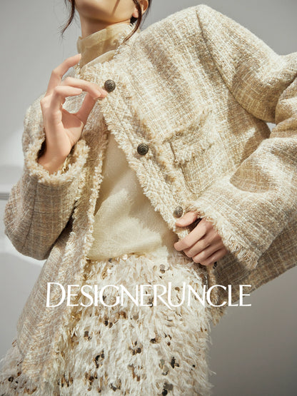 DGU "Shallow Yin" apricot jacket high-end small fragrance temperament design top - Noa.