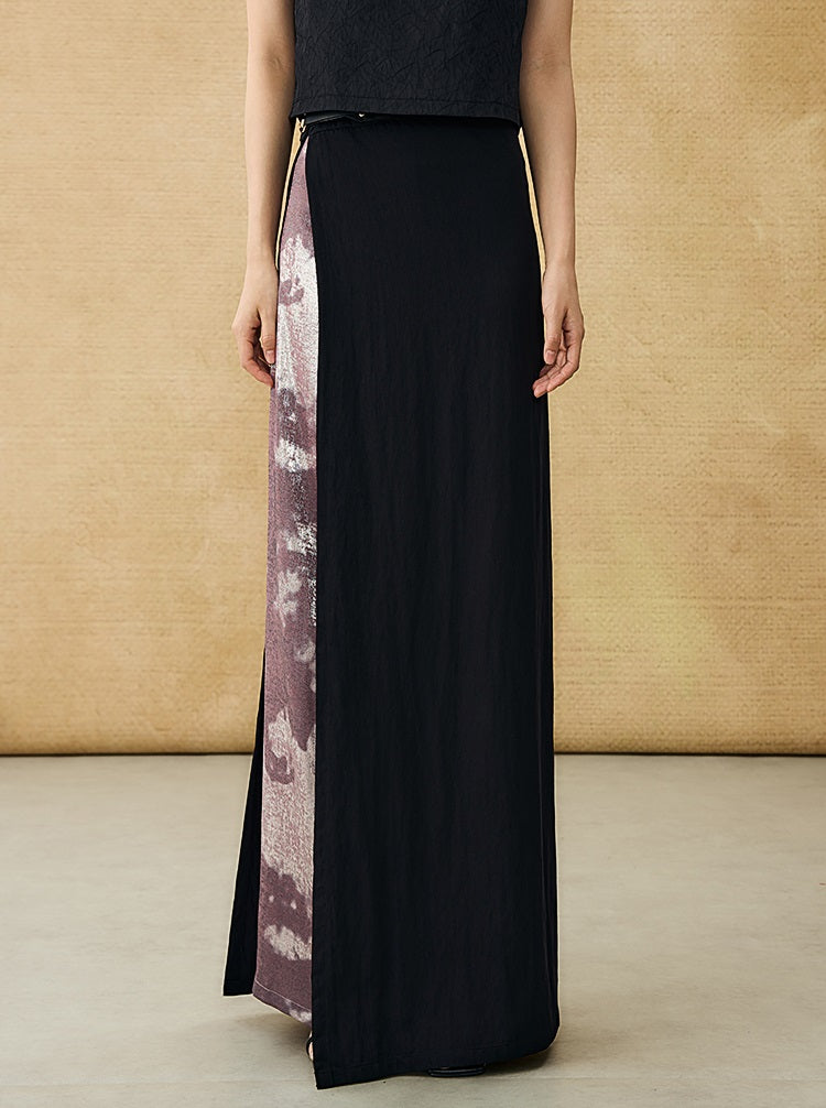 HECO Black Slit Summer High-waisted Long Skirt - MUSE.