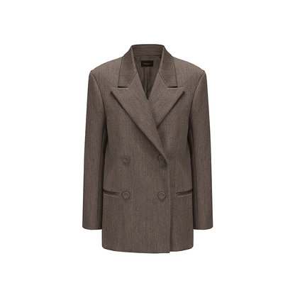 ATELIER MISS LU Double-breasted Vintage Sheep Wool Blazer - KATLYN.