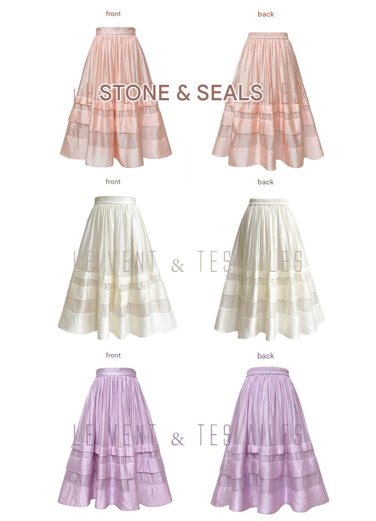 LE VENT&TES AILES French romantic luxury full midi summer skirt -RINA