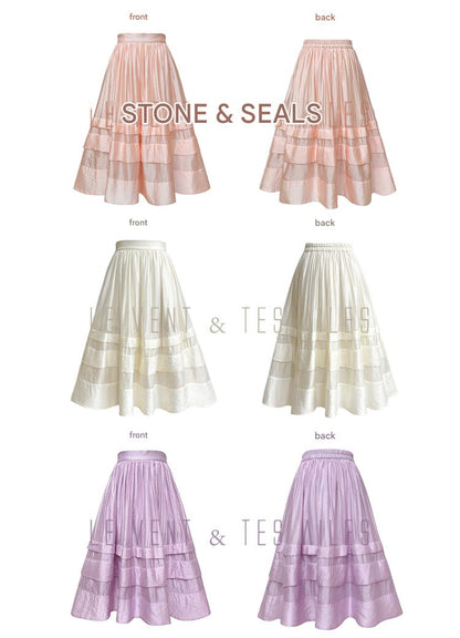 LE VENT&TES AILES French romantic luxury full midi summer skirt -RINA