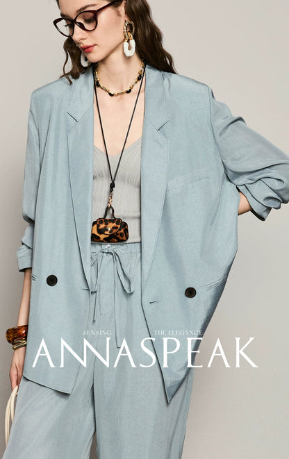 ANNASPEAK silk old money style suit set-NONY.