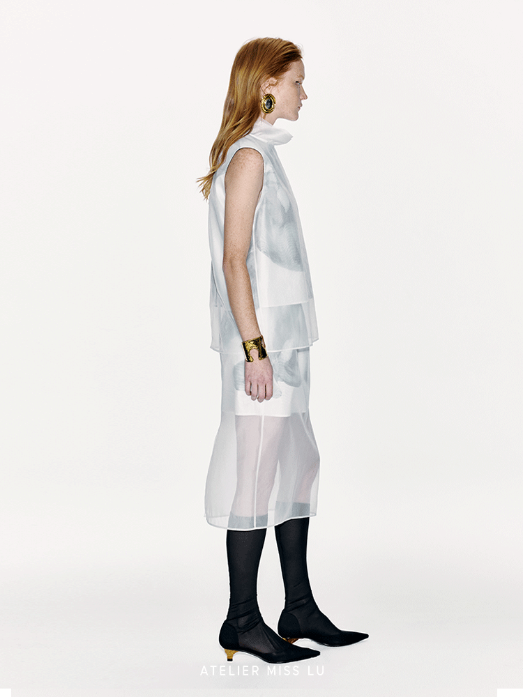 ATELIER MISS LU Calla Lily Print Fake Two-Piece Skirt - SARAH.