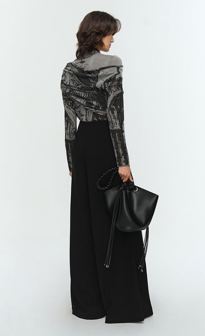 COMME MOI Lu Yan designer's new women's two-piece jacquard wool knitted sweater- TERRA.