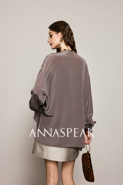 ANNASPEAK  ruffled  silk shirt-MAZO.