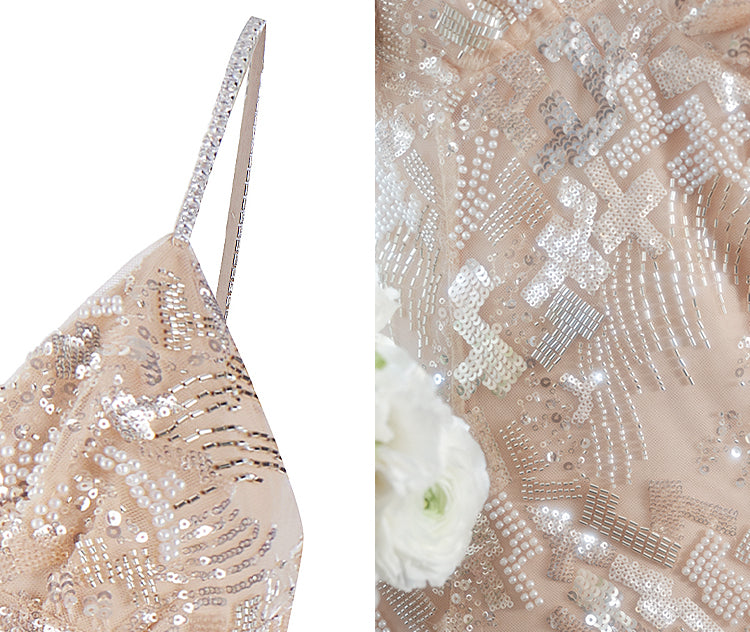 Wardrobes by Chen Elegant Hand-Embroidered Crystal Floral Dress-Dollar