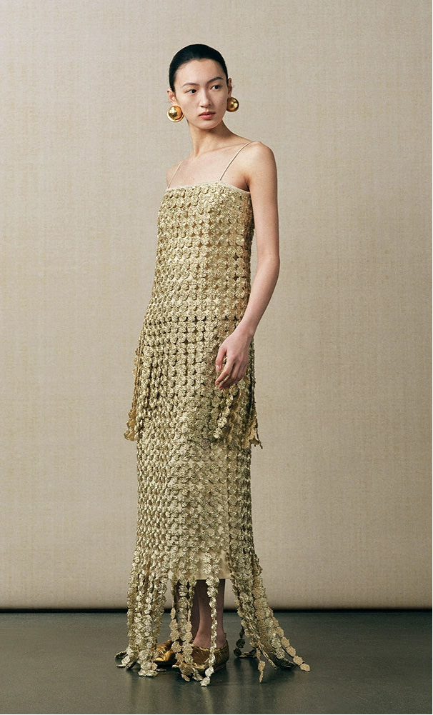 ZHUCHONGYUN gold plate embroidered tassel drape skirt-PICOLLO.
