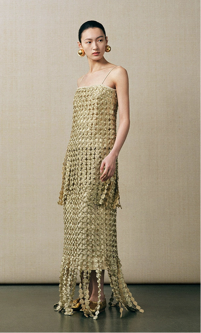 ZHUCHONGYUN gold plate embroidered tassel drape skirt-PICOLLO.