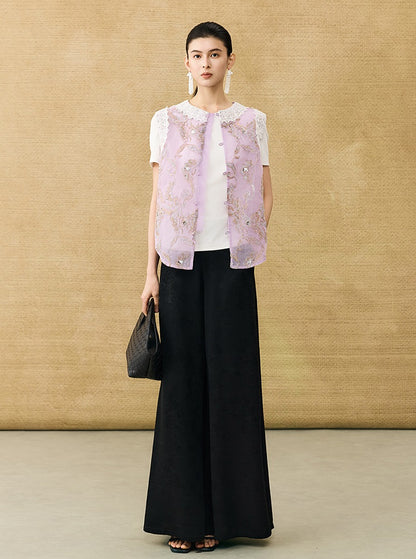HECO Chinese Style Waist Shirred Knit Slim Stretch Top- STIQE.
