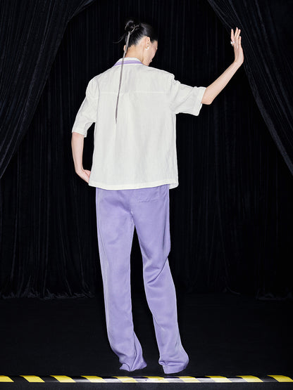 M essential Mackay designer embroidered colour-block roll-neck shirt pants set- jason.
