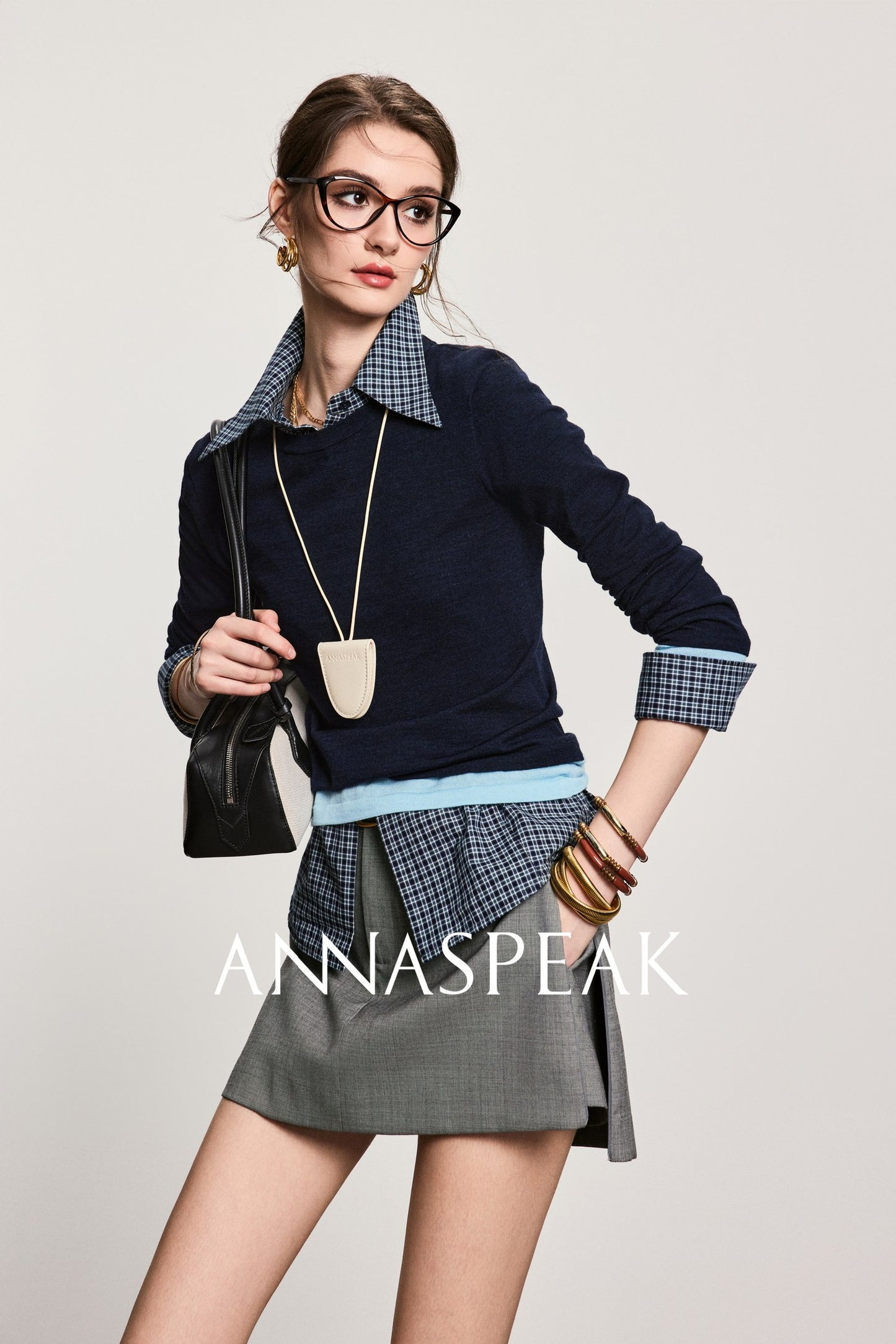 ANNASPEAK fake two pieces wool knit-LIAM.