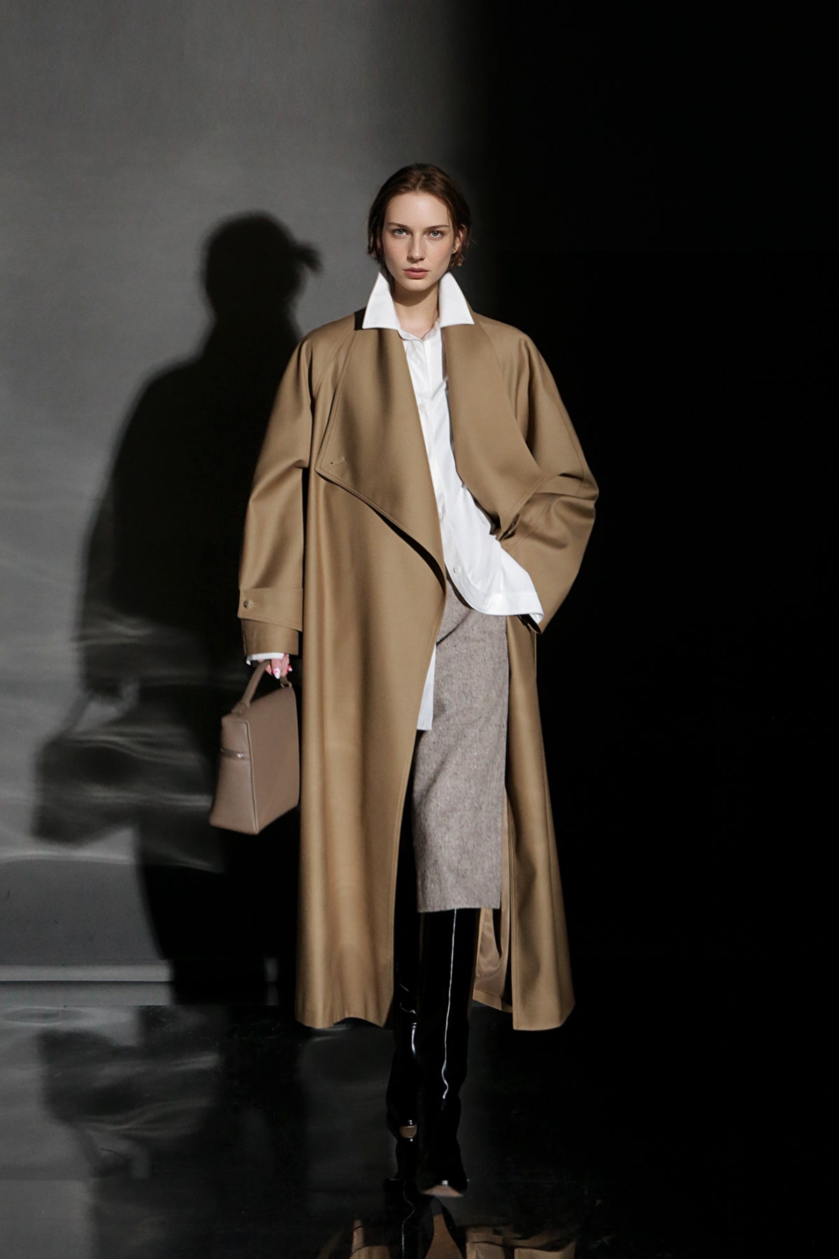 PIAOIN Haute Couture Large-lapel Silhouette Trench Coat Jacket -BECK