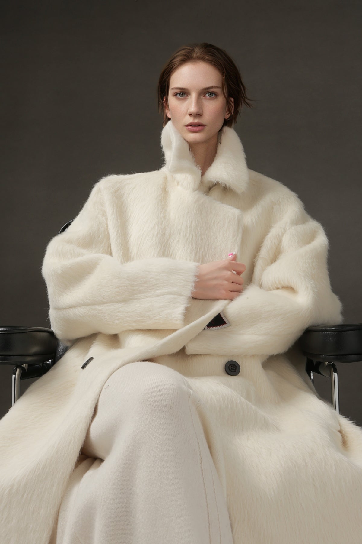 PIAOIN Luxury Peruvian Suli Alpaca Coat Women's Cocoon Double-sided Fur Coat -OMAN