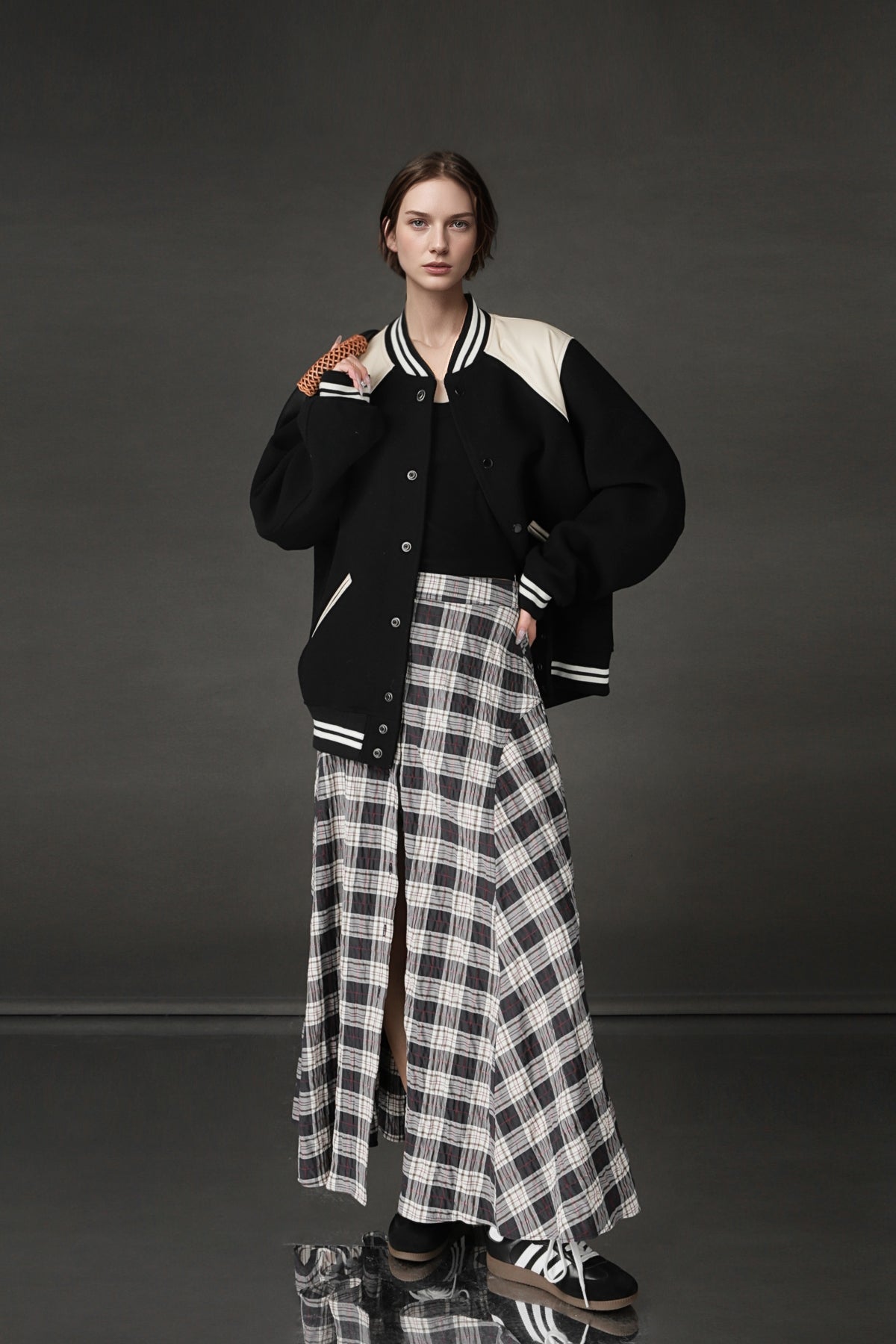 PIAOIN British Style Pattern Design A-Line Women's Fashionable Pleated Skirt -CHARLOTTE