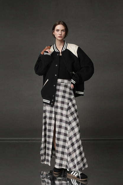 PIAOIN British Style Pattern Design A-Line Women's Fashionable Pleated Skirt -CHARLOTTE