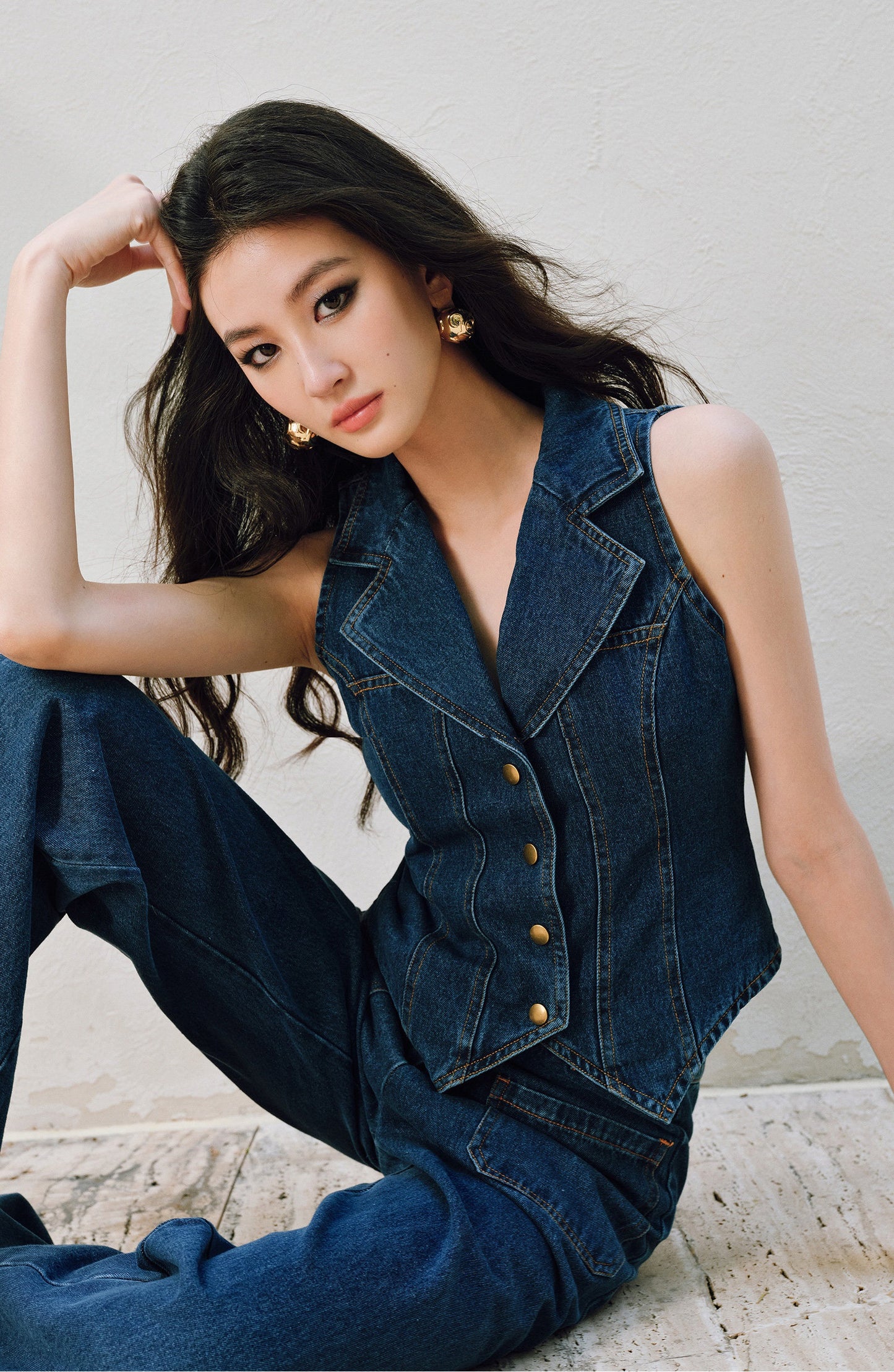 WANGXO | Airy Linen Cotton Blend Retro Denim Vest & Wide-Leg Pants Set  ZARA