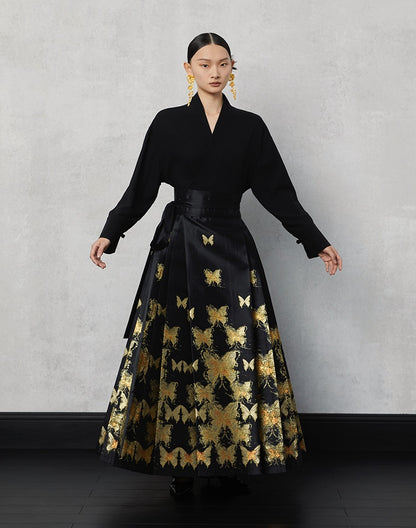 HECO  Butterfly Hanfu High Waisted Long Skirt - rain.