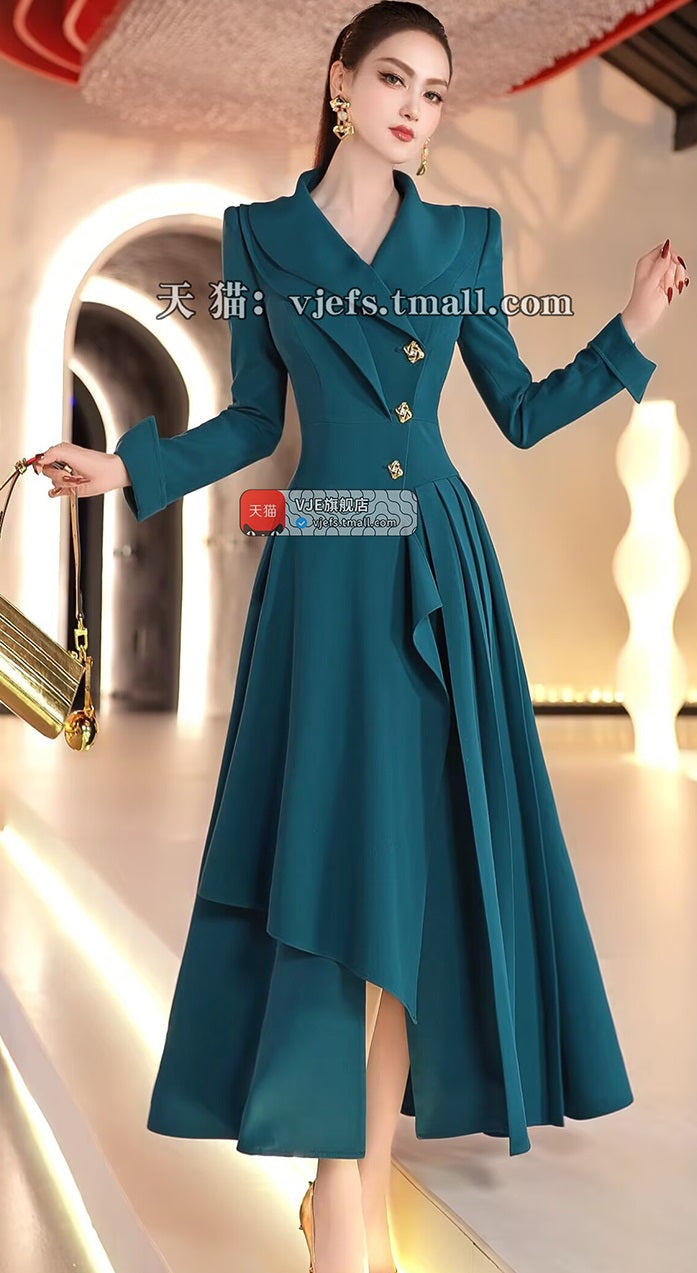 VJE double-collar long sleeved  trench coat maxi dress - JUN.