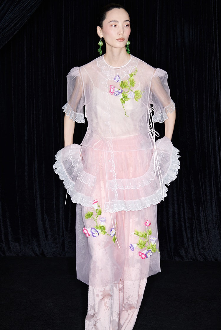 M essential Mackay designer brand mesh hand-painted morning glory vest - SAFE.