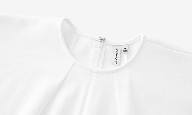 ZHUCHONGYUN cotton curved cut silhouettes white blouse-ISHIDA.